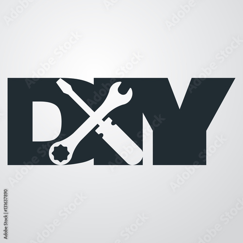 Icono plano DIY con herramientas en fondo degradado