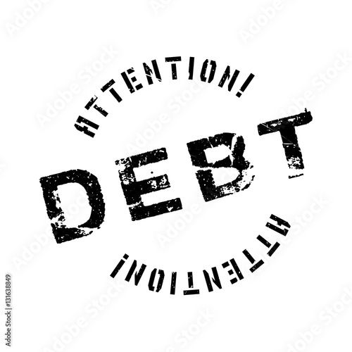 Debt rubber stamp. Grunge design with dust scratches. Effects can be easily removed for a clean, crisp look. Color is easily changed.