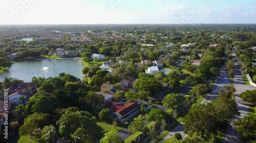 Suburban neighborhood in Miami aerial view