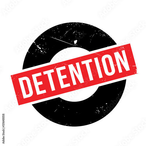 Detention rubber stamp. Grunge design with dust scratches. Effects can be easily removed for a clean, crisp look. Color is easily changed.