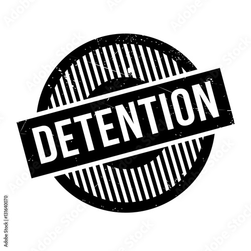 Detention rubber stamp. Grunge design with dust scratches. Effects can be easily removed for a clean, crisp look. Color is easily changed.