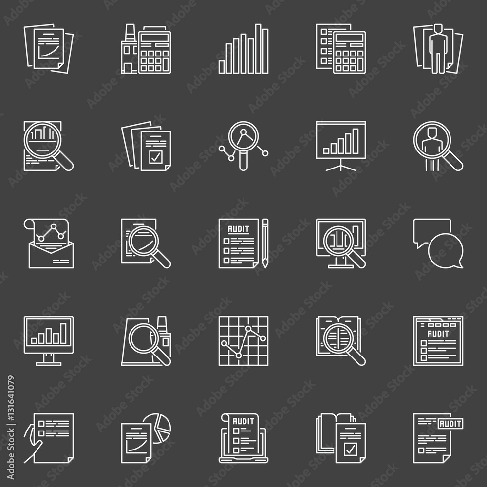 Financial audit line icons Financial audit line icons