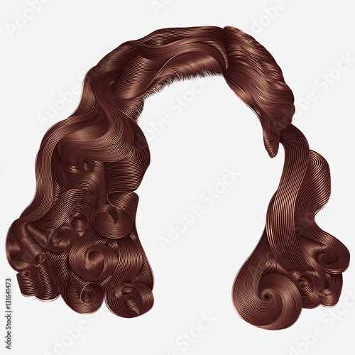 trendy woman hairs  kare red colors . beauty fashion .
 retro style curls .   realistic 3d .