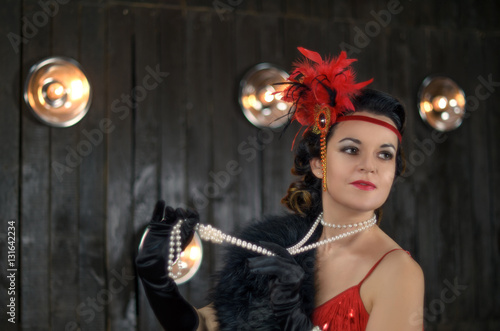 Retro portrait of middle aged beautiful woman dressed in Great G