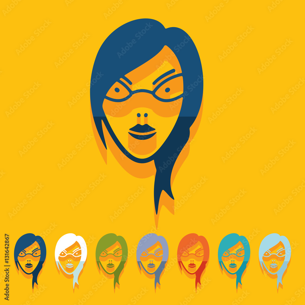 Flat design: face girl Flat design: face girl