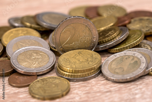 Many Euro coins useful as background