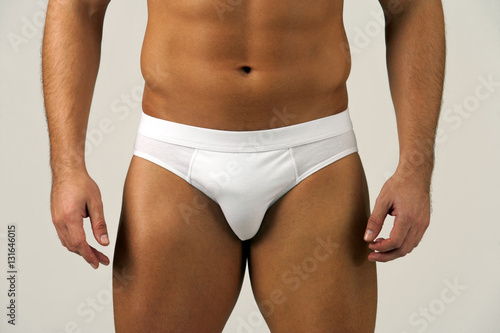 Cuadro en lienzo Man body in white underwear, slip,shorts,boxer,briefs