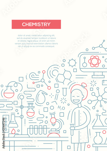 Chemistry - line design brochure poster template A4 © Boyko.Pictures