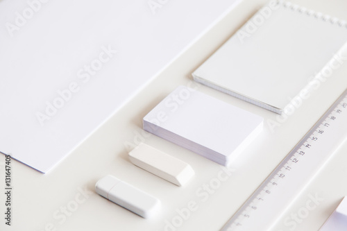 Blank stationery and corporate identity set on white background. Template for design presentations. Branding Mock-Up.