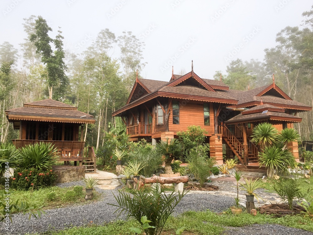 New wooden house in Thailand