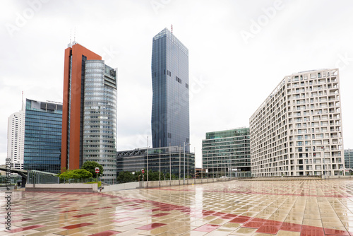 View on financial district with tall buildings and business centres in vienna  austria