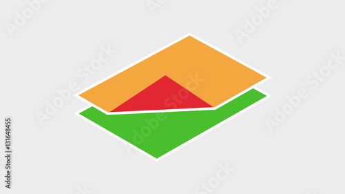Vector image of colored paper on a light background. The subject for art and handicrafts, of art, entertainment, crafts, applique. cardboard. For design object