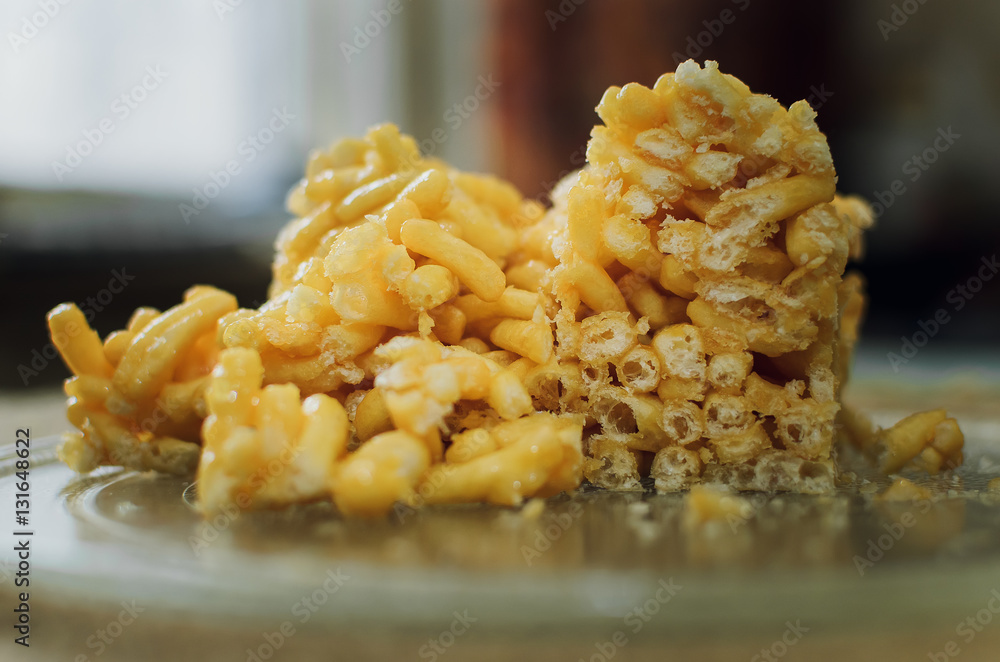 Traditional tatar sweet dessert Chak-chak with honey Traditional tatar sweet dessert Chak-chak with honey