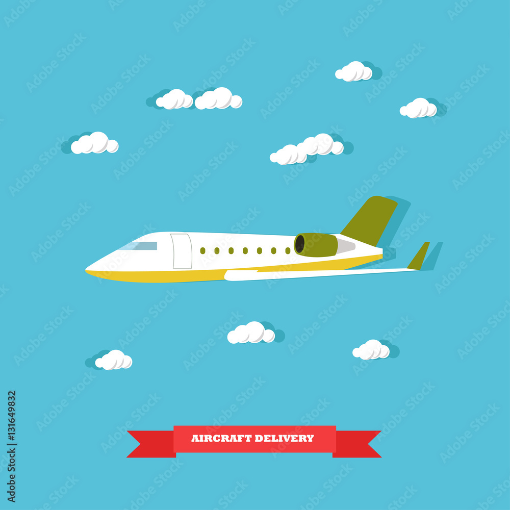 Vector illustration of aircraft delivery concept design element, flat style Vector illustration of aircraft delivery concept design element, flat style