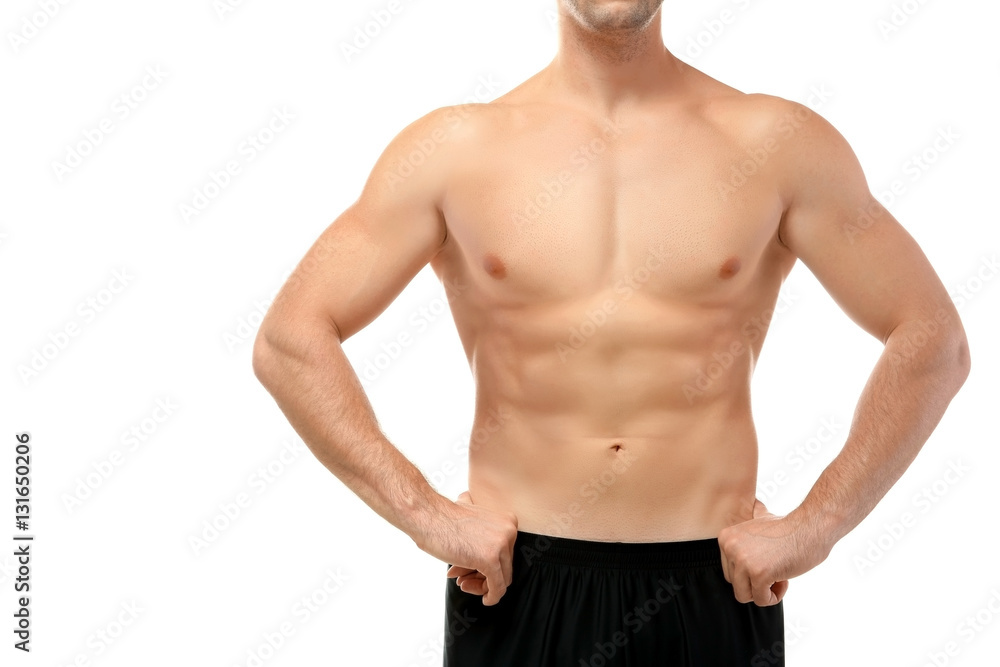 Fototapeta premium Sexy male trunk isolated on white