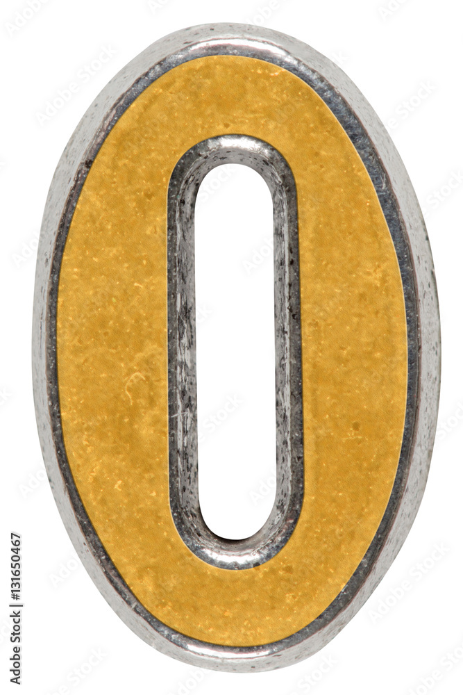 Metal numeral 0 zero, isolated on white background Metal numeral 0 zero, isolated on white background