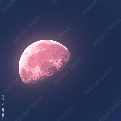 Fototapeta Naklejka Na Ścianę i Meble -  Dark night red moon blue atmosphere, 3d rendering, digital illustration art work.