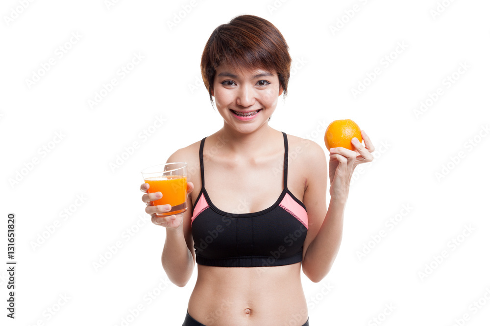 Beautiful Asian healthy girl with orange juice and orange fruit. Beautiful Asian healthy girl with orange juice and orange fruit.