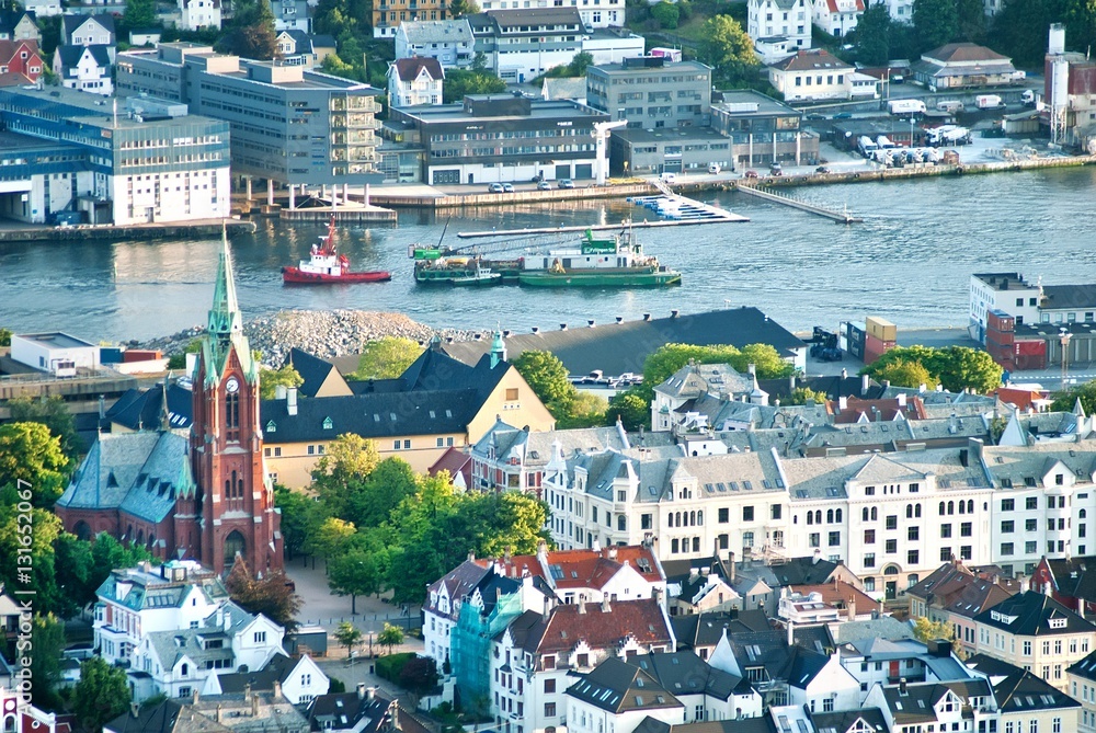 Panorama view of Bergen, Norway.