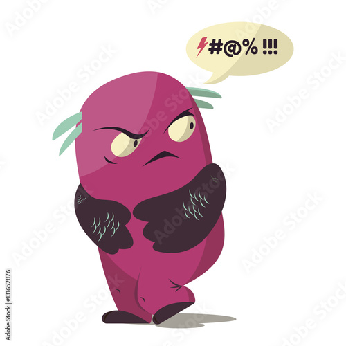 Angry swearing monsters in a flat style. Colorful angry characters