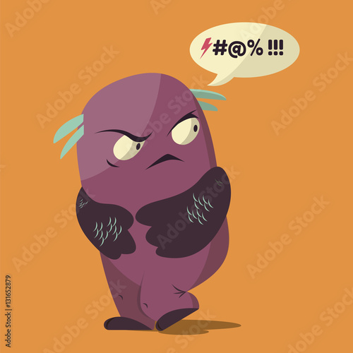 Angry swearing monsters in a flat style. Colorful angry characters