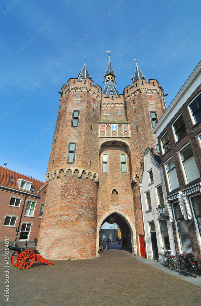 The Sassenpoort (English: Sassen gate) -  gatehouse in the citywall of Zwolle in Netherlands
