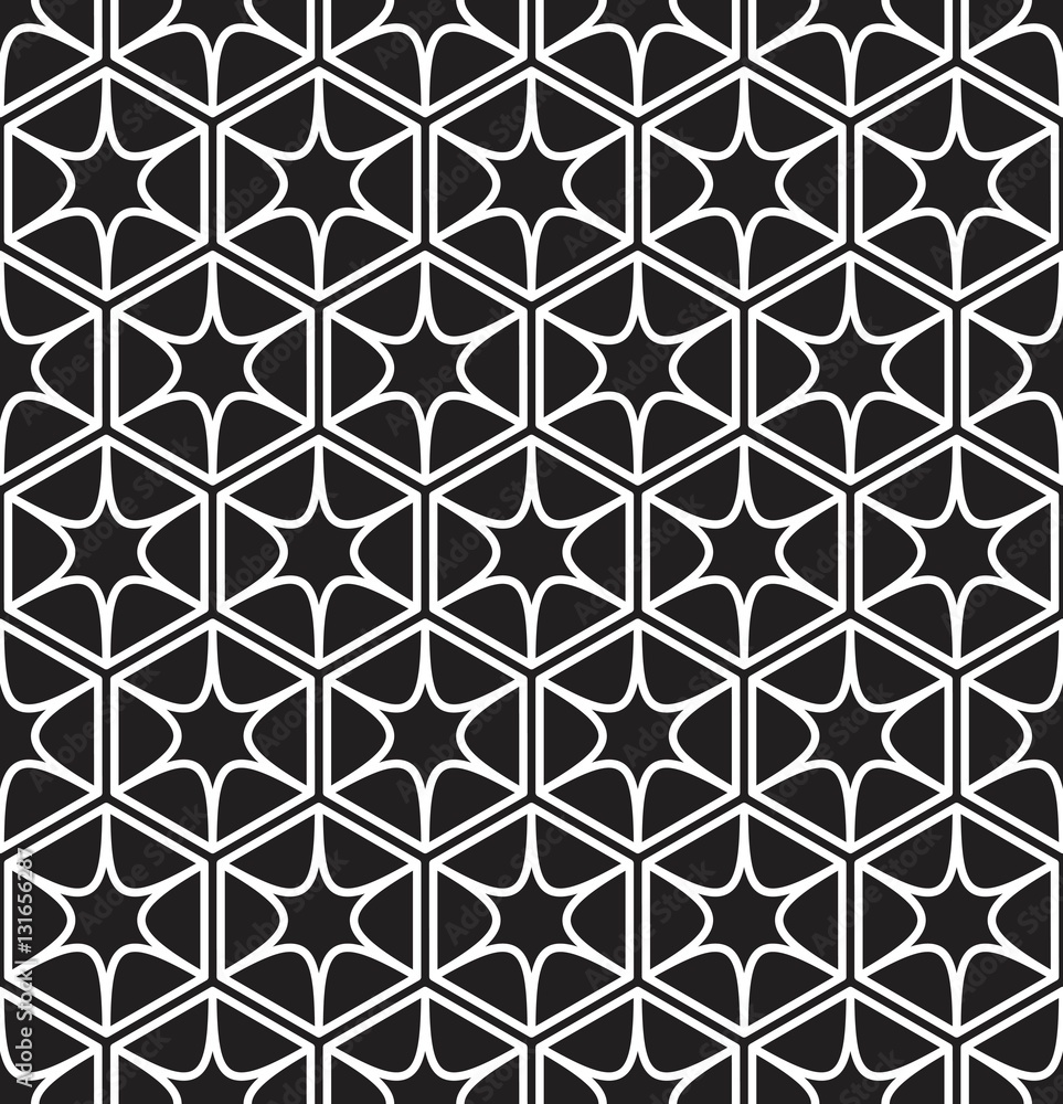 Vector seamless pattern. Modern stylish texture. Monochrome geometrical pattern. Grate with asterisks. Vector seamless pattern. Modern stylish texture. Monochrome geometrical pattern. Grate with asterisks.