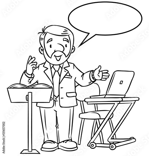 Funny univercity lector. With balloon for text