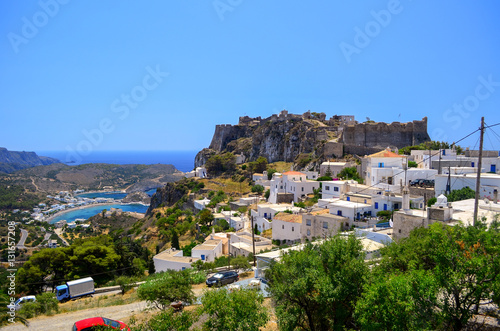 The Kapsali bay and the castle of Kithera island, Greece