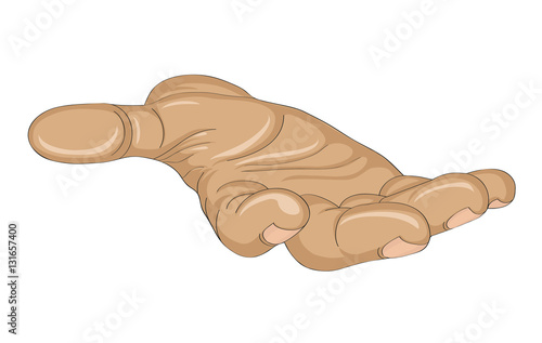 Gesture open palm. Hand gives or receives. Vector illustration