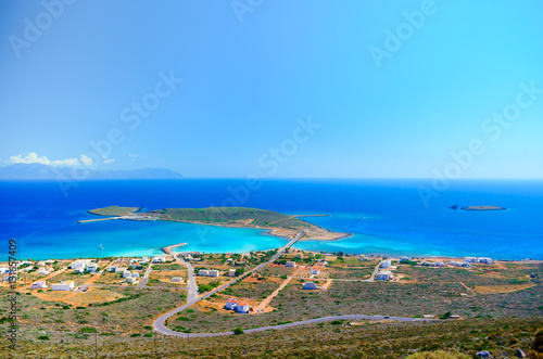 Panoramic view of the port of Kythera with the the ship wreck "Nordland", Diakofti Kythera