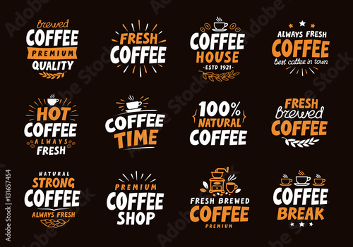 Coffee logo. Vector labels and icons. Collection elements for menu design restaurant or cafe