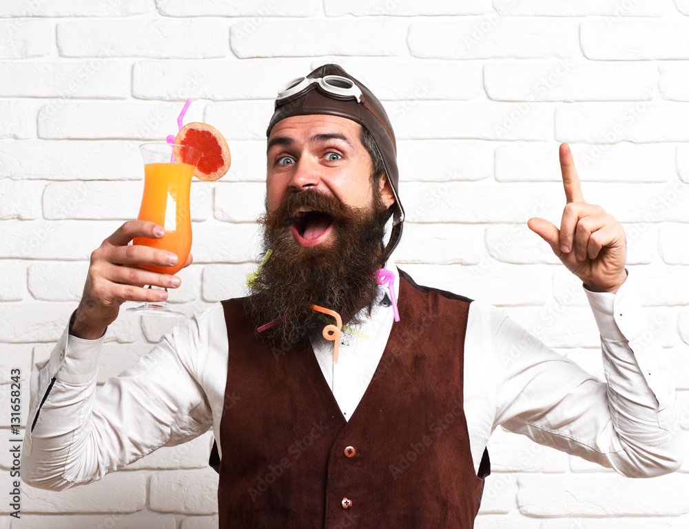 Fototapeta premium happy handsome bearded pilot