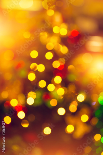 Christmas tree blur bokeh night light background