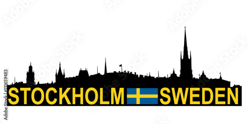 Skyline of Stockholm, Sweden. Vector Illustration. Black silhouette.