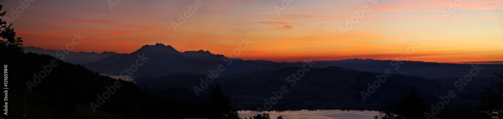 Vibrant Mountain Sunset Over Lake Vibrant Mountain Sunset Over Lake