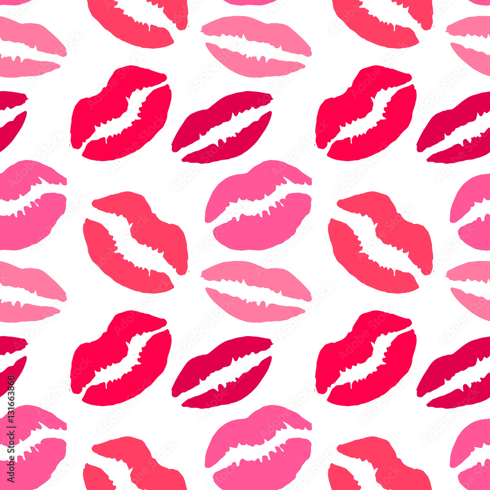 Seamless pattern with lips print. Vector illustration with lips in different shapes, colors. Beauty salon makeup color swatch Seamless pattern with lips print. Vector illustration with lips in different shapes, colors. Beauty salon makeup color swatch