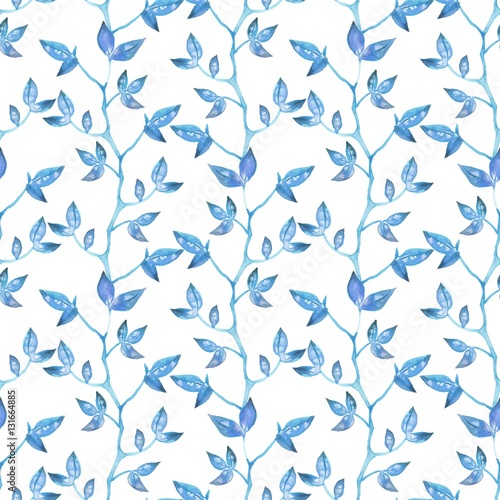 Thin branches. Background with monochrome leaves. Seamless pattern 2 