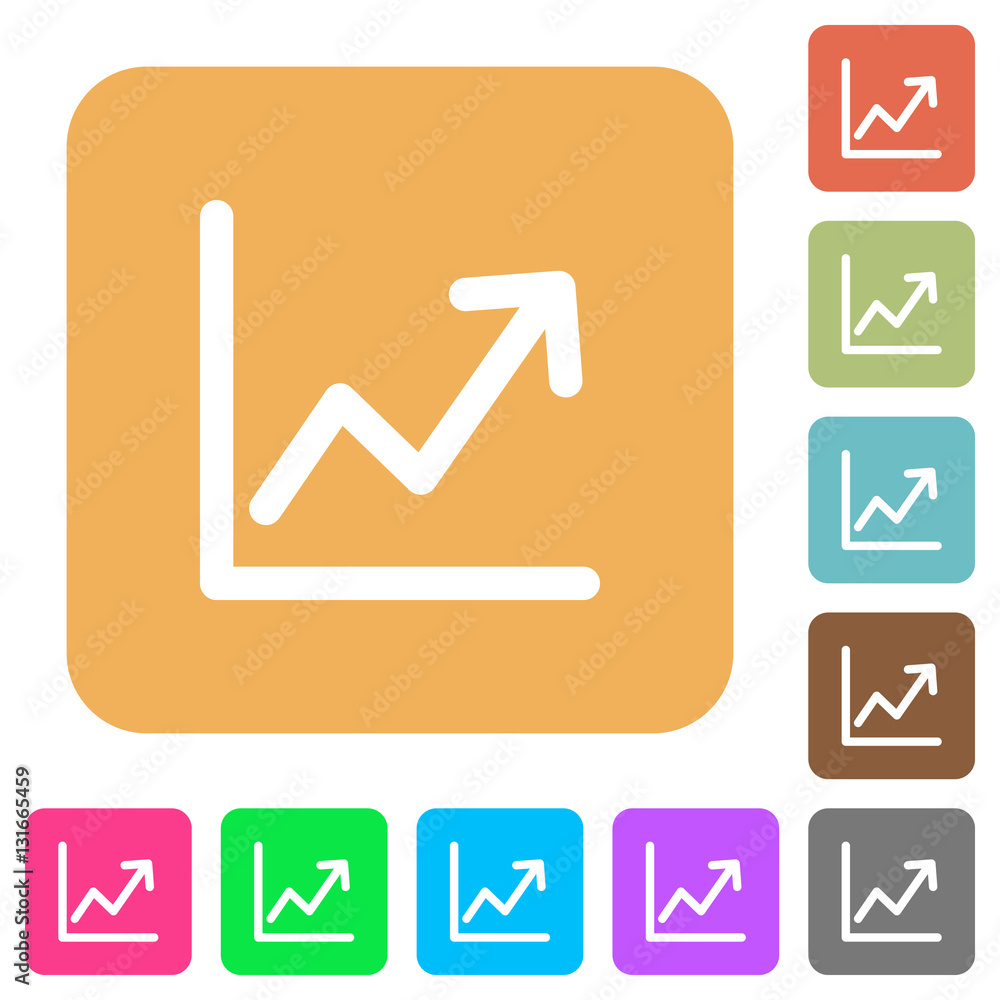 Line graph rounded square flat icons Line graph rounded square flat icons