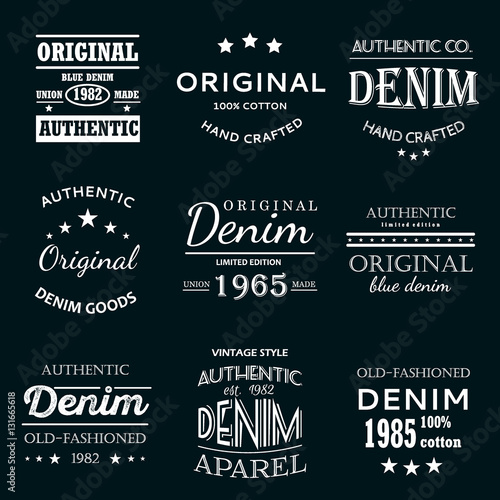 Classical denim jeans typography emblems