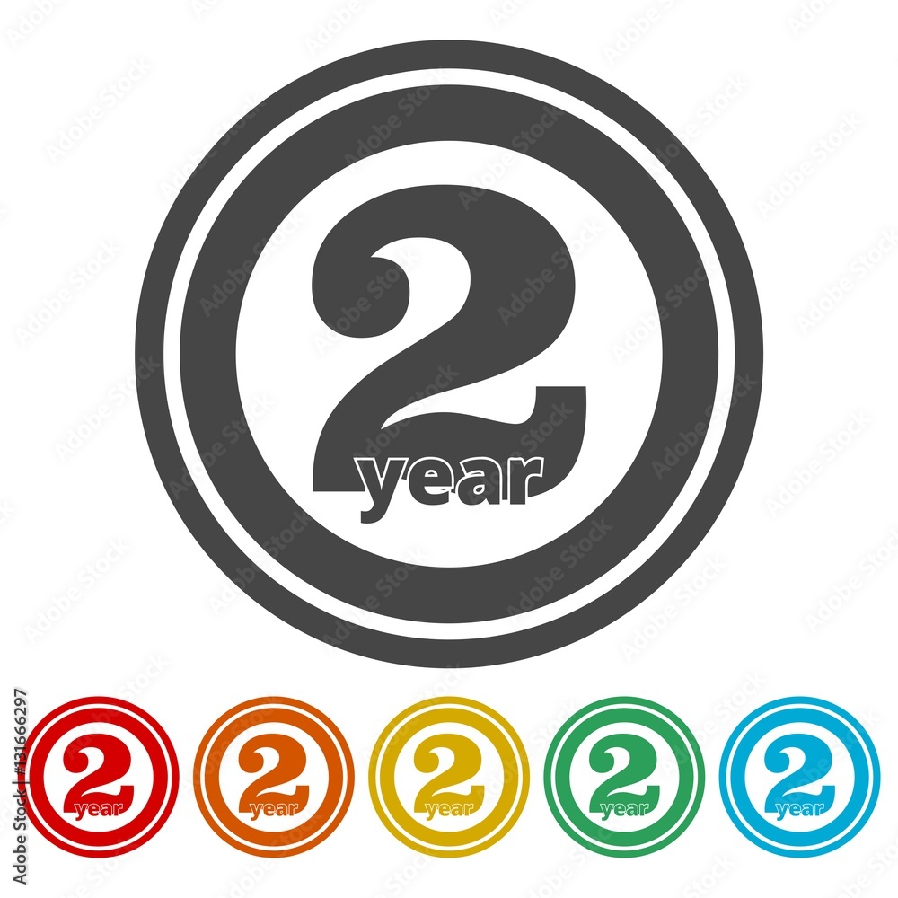 Two years sign, Two years icon