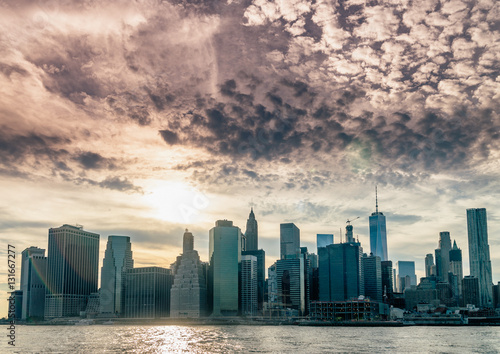 Uptown Manhattan skyline New York. Splittoned vivid image. © STUDIO MELANGE