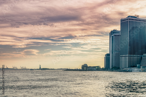 Uptown Manhattan skyline New York. Splittoned vivid image. photo