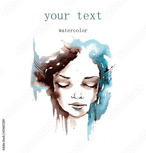 Vector illustration watercolor. Abstract illustration depicting a portrait of a woman.