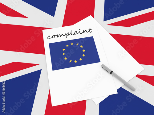 British Politics: EU Complaint On UK Union Jack Flag, 3d illustration
