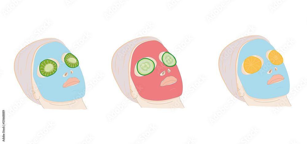 mask on the face of the natural ingredients. vector illustration mask on the face of the natural ingredients. vector illustration