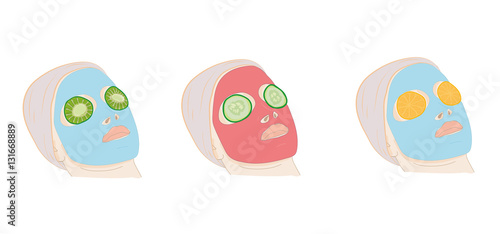 mask on the face of the natural ingredients. vector illustration