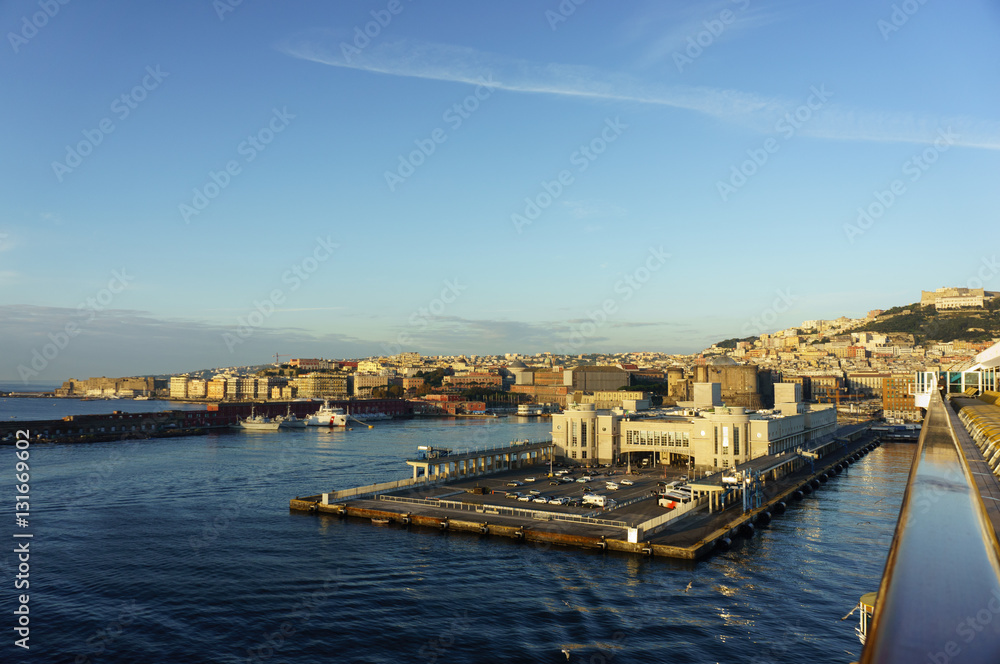 A view of the port of Naples from the water