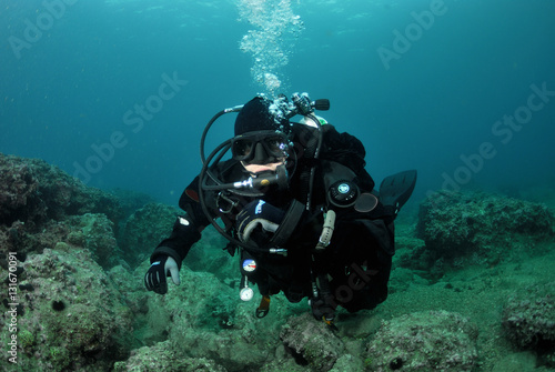 Diver in dry suit