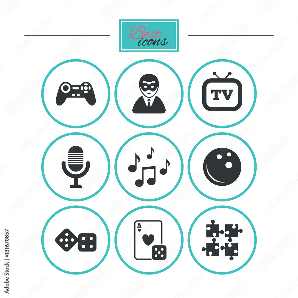 Entertainment icons. Game, bowling and puzzle. Entertainment icons. Game, bowling and puzzle.